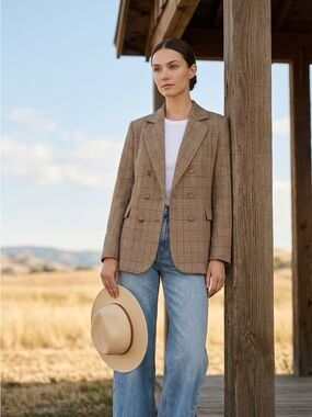Mina Self Double Breasted Houndstooth Blazer NWT Size XL